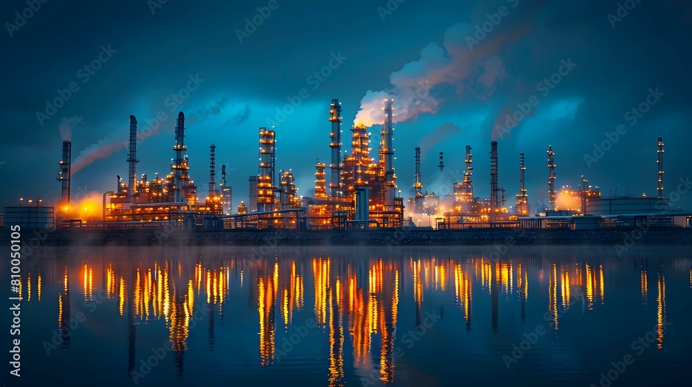 A nocturnal view of the external of a chemical industry. A nocturnal view of the external of a chemical industry.