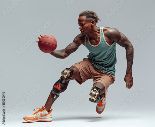 Basketball Player in Action Making a Layup photo
