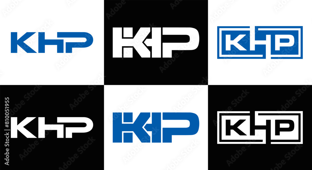 Fototapeta premium KHP et ,KHP logo. K H P design. White KHP letter. KHP, K H P letter logo design. Initial letter KHP letter logo set, linked circle uppercase monogram logo. K H P letter logo vector design. 