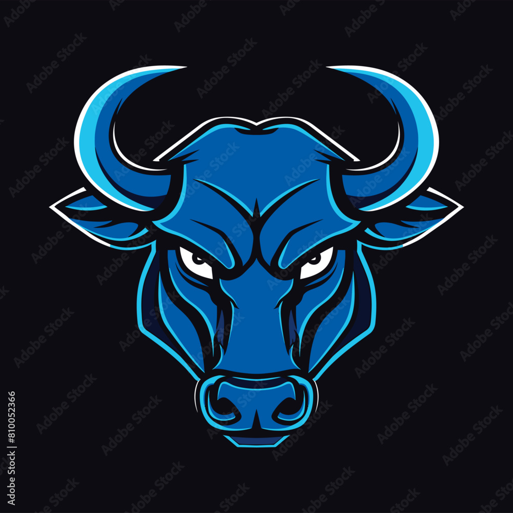 Silhouette of a cow animal logo facing forward angrily Silhouette of a cow animal logo facing forward angrily
