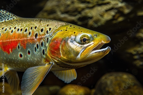 Closeup Portrait of a Westslope Cutthroat Trout in its Natural Habitat 