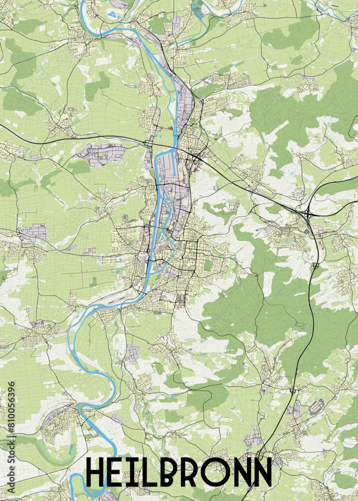 Fototapeta premium Heilbronn Germany map poster art