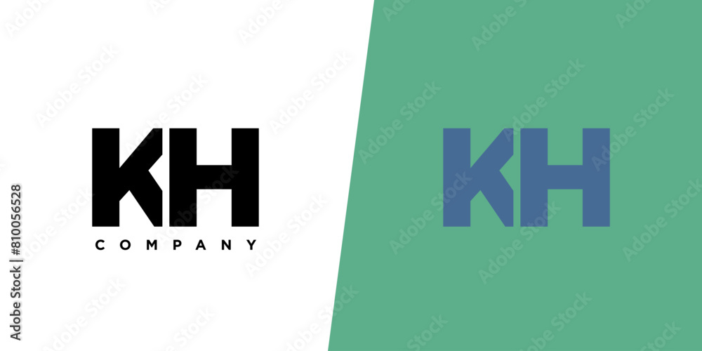 Obraz premium Letter K and H, KH logo design template. Minimal monogram initial based logotype.