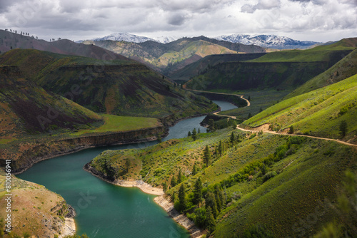 Quadro su tela South Fork Boise River Idaho with Mountain Range