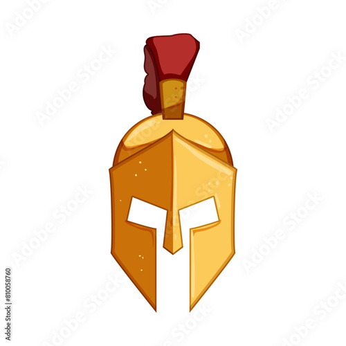 armour spartan helmet cartoon. greek logo, trojan gladiator, rome greece armour spartan helmet sign. isolated symbol vector illustration