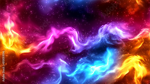 A colorful, swirling galaxy of fire and stars