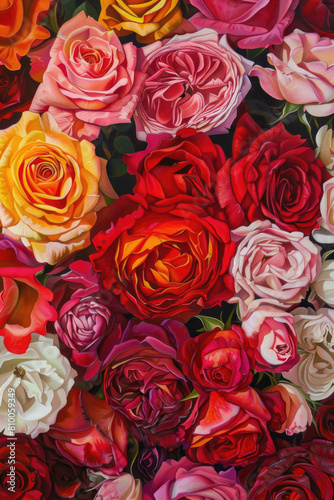 A bouquet of roses in full bloom