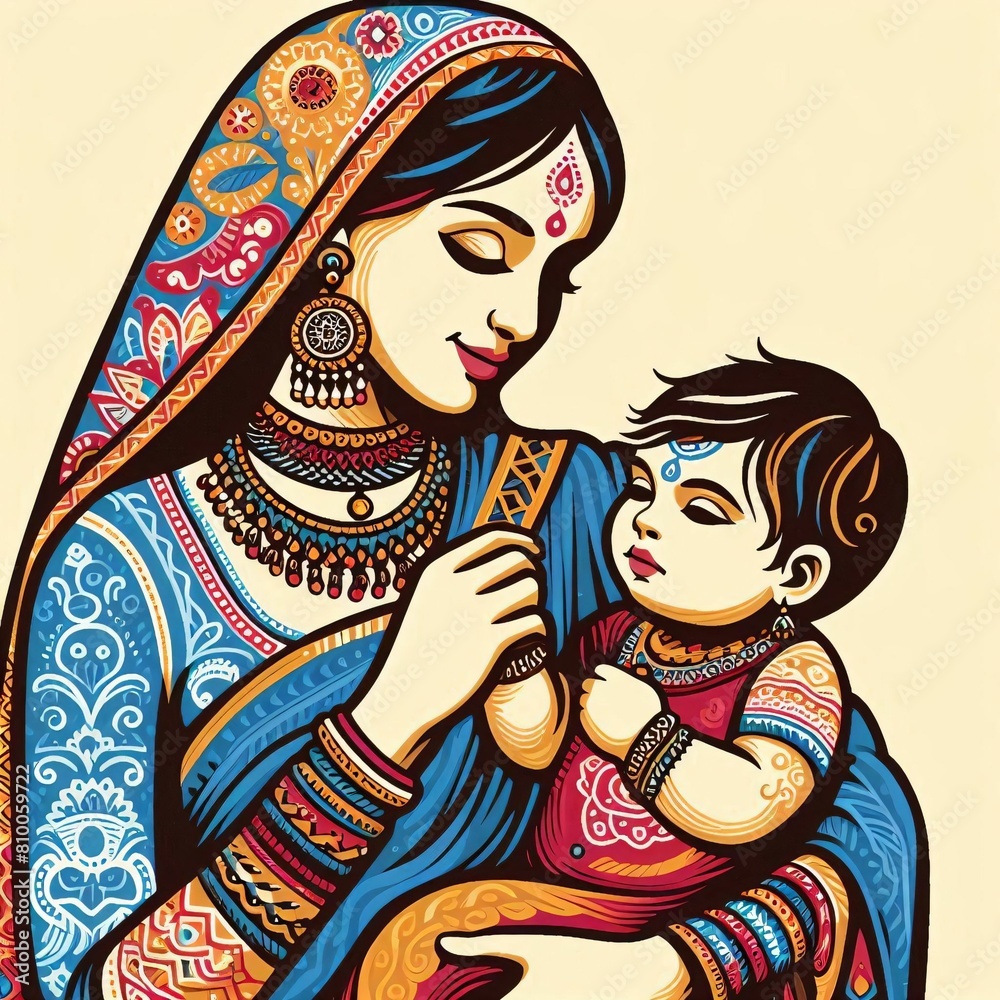 Mother and child illustration