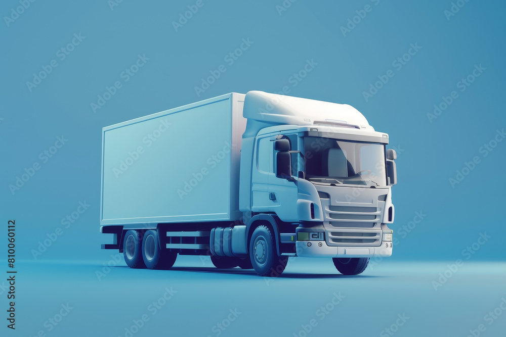 A white semi truck with a blue stripe on the side A white semi truck with a blue stripe on the side