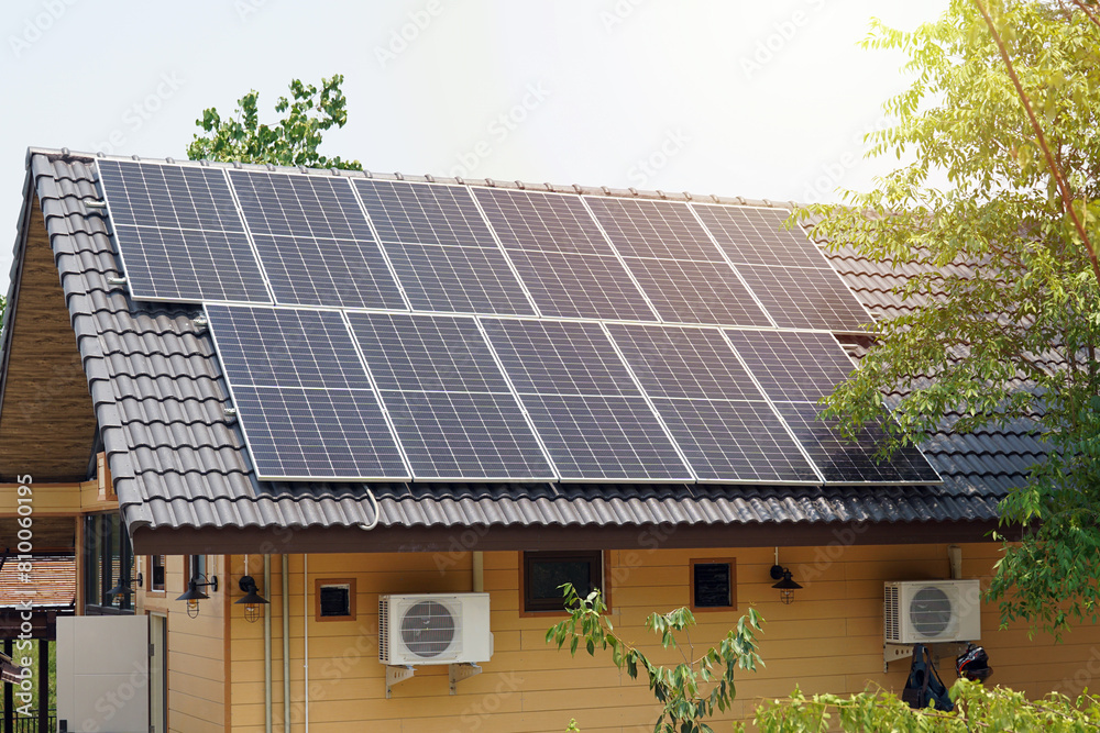 A solar roof system in a building that installs solar panels on the ...