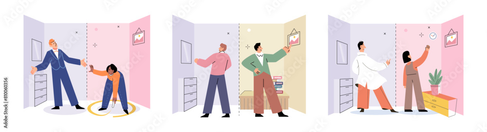 Obraz premium Personal zone vector illustration. Finding comfort in our own uniqueness is empowering Our personality shapes our identity and individuality Embracing our differences allows for personal growth