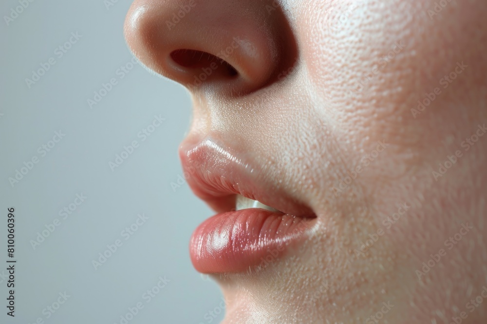 Close-up of a woman brushing her teeth, suitable for dental or hygiene concepts Close-up of a woman brushing her teeth, suitable for dental or hygiene concepts