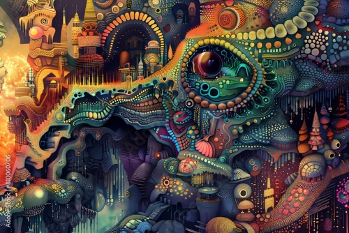 Wallpaper Mural An abstract digital illustration, with intricate patterns and surreal elements Torontodigital.ca