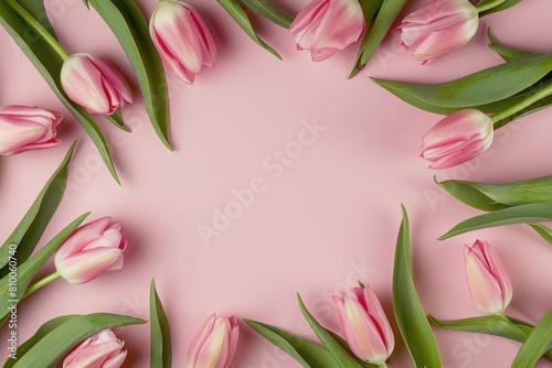 Delicate tulips encircling a space