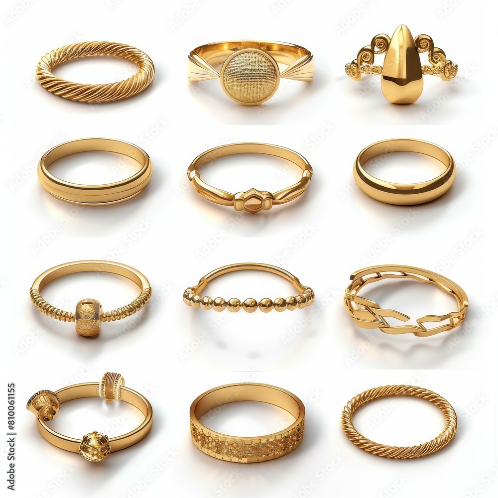 gold jewelry set on white background gold jewelry set on white background