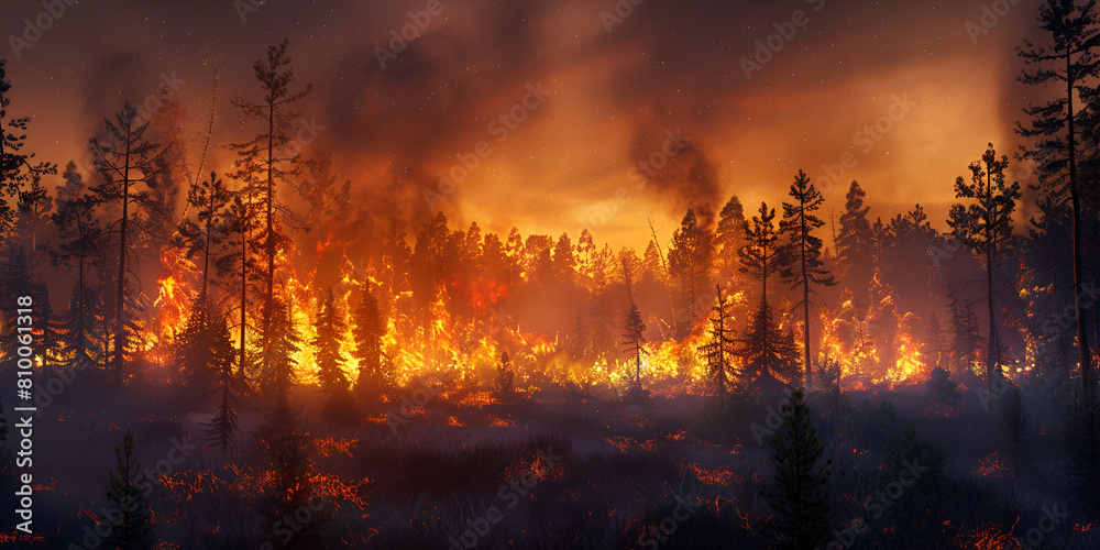 Suddenly Fire in the forest image with light background