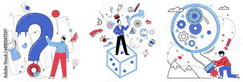 Brainstorming session vector illustration. Breakthroughs are stars shining in night sky successful brainstorming session Innovation is phoenix rising from ashes thoughtful planning in brainstorming