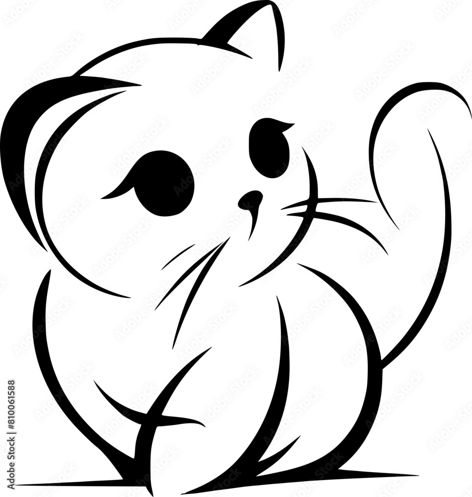 Naklejka premium Minimalist SVG Cat Icon portrays a simplified feline form, ideal for web design, app interfaces, or presentations. Its clean lines and basic shapes render a sleek representation of a cat, easily recog