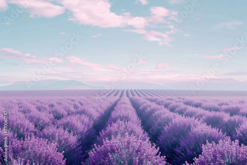 A field of lavender around a blank spot