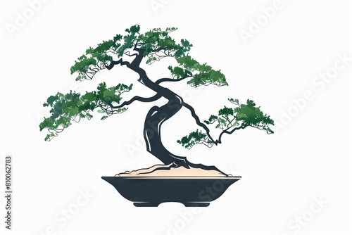 Bonsai tree icon against a transparent white background  symbolizing tranquility and nature