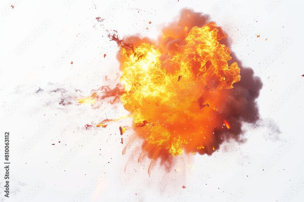 Bright fireball erupting with intense energy against a transparent white background, ideal for explosive concepts Bright fireball erupting with intense energy against a transparent white background, ideal for explosive concepts