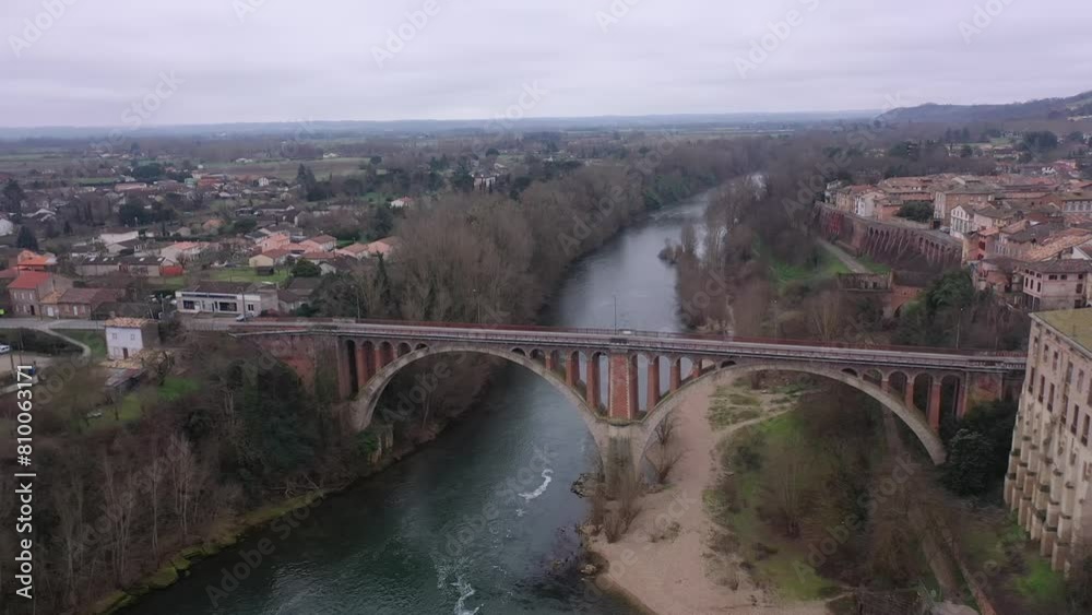 Aerial video of Rabastens and the Tarn River, France Aerial video of Rabastens and the Tarn River, France