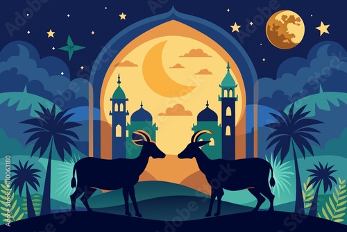 eid al-adha illustration ,goat  illustration © ArtfuIInfusion769