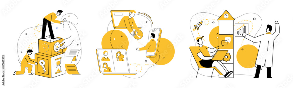 Team collaboration vector illustration. Brainstorming ignites spark creativity, turning challenges into innovative solutions Corporate intelligence evolves through collaborative effort professionals Team collaboration vector illustration. Brainstorming ignites spark creativity, turning challenges into innovative solutions Corporate intelligence evolves through collaborative effort professionals