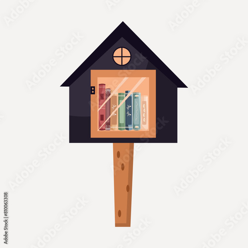 open-air bookstore. Bookhouse.  Vector illustration. photo