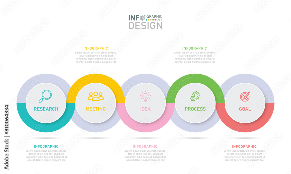Steps or processes for displaying business information Timeline infographic icons designed for abstract background pattern.