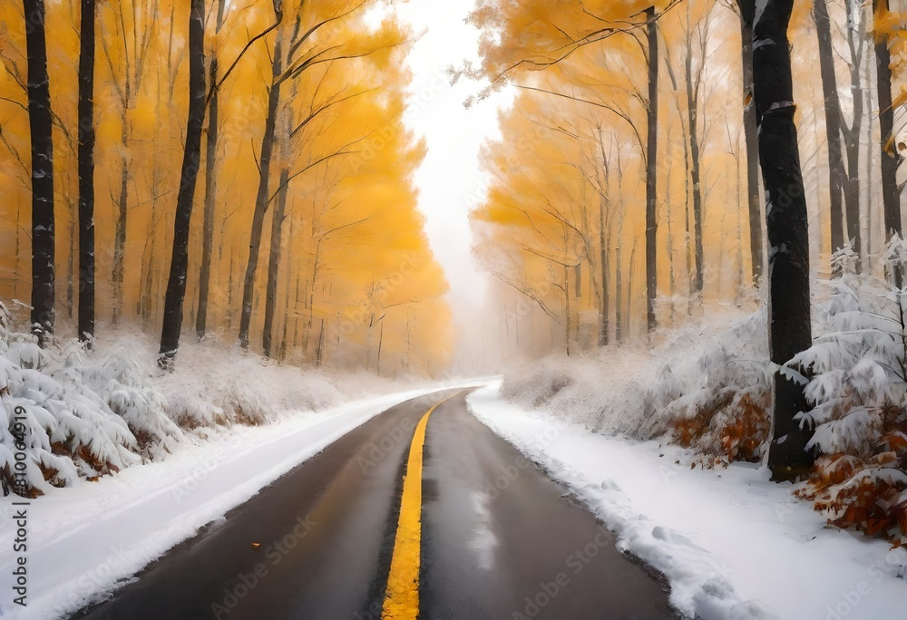 winter road in the forest winter road in the forest