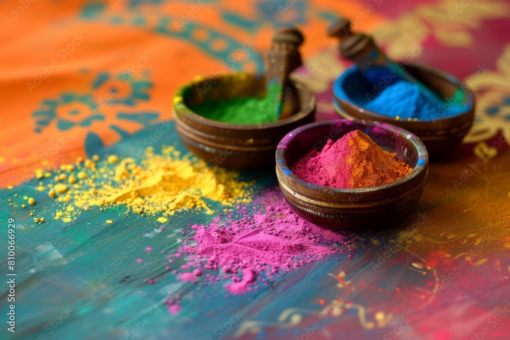 Colorful Holi background with vibrant hues and traditional Indian patterns Colorful Holi background with vibrant hues and traditional Indian patterns