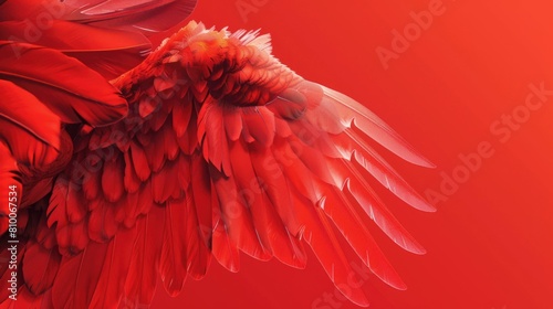 A red bird with its wings spread out. Suitable for various design projects photo