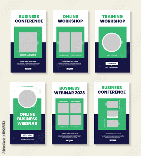 Set of webinar business for social media post, Online Conference Social Media Story, Business Webinar