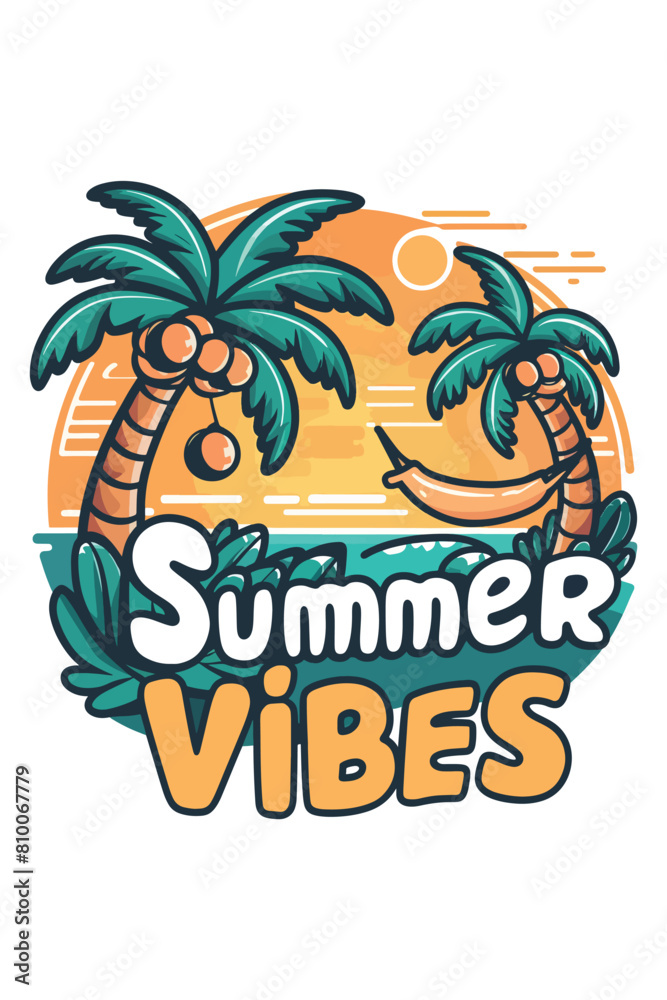 Naklejka premium Summer t-shirt design, summer vacation t shirt design, beach vacation.