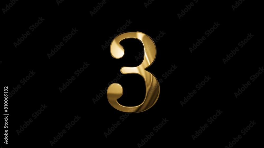 Gold number 3 with alpha channel, number three Gold number 3 with alpha channel, number three