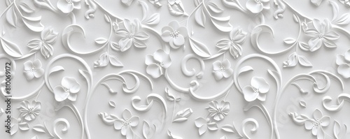 Elegant white floral 3d wall panel design © Denys