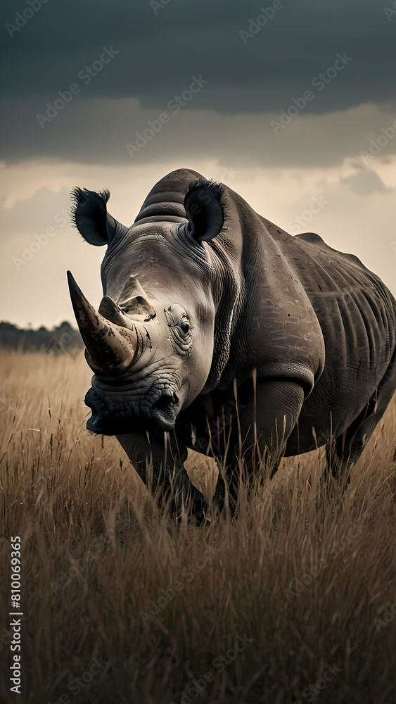 Fototapeta premium rhino at sunset