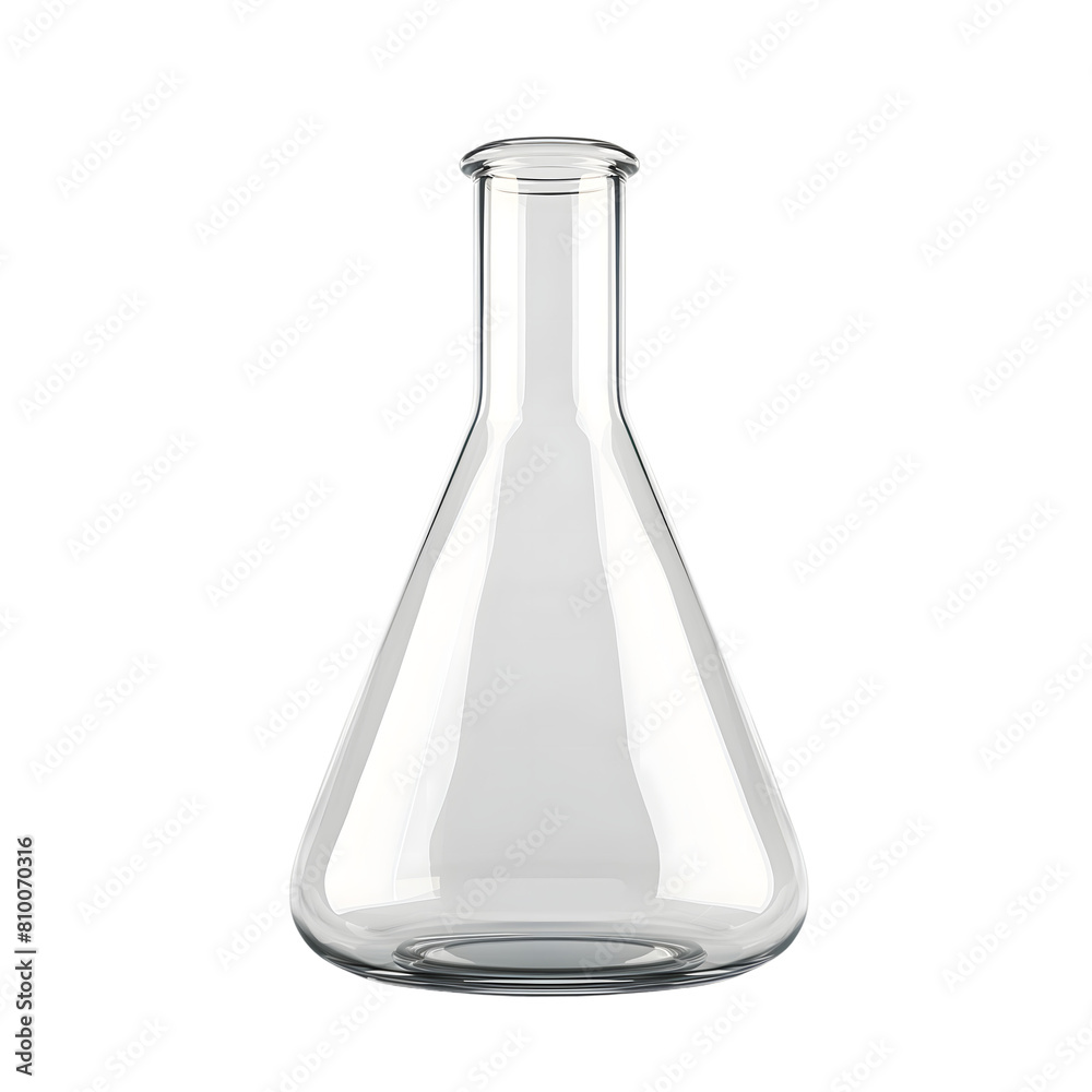 Empty Erlenmeyer chemical flask isolated on transparent background Generative Ai. Empty Erlenmeyer chemical flask isolated on transparent background Generative Ai.