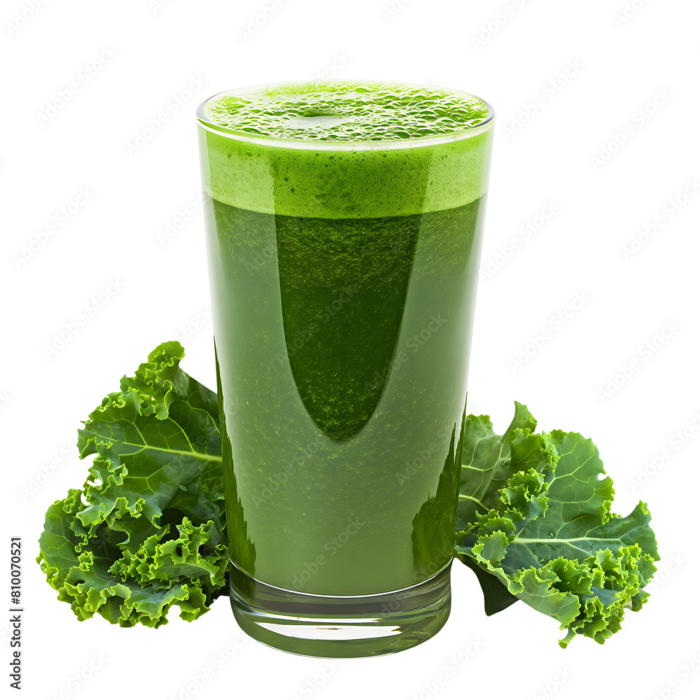 fresh kale leaves smoothie juice in glass jar isolated on transparent background Generative Ai. fresh kale leaves smoothie juice in glass jar isolated on transparent background Generative Ai.