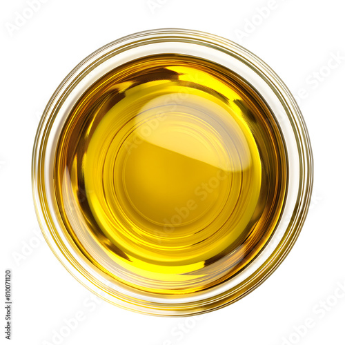 oil in glass bowl isolated on transparent background Generative Ai.