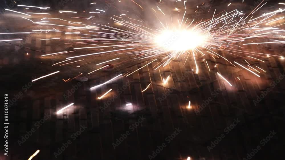 Close up footage of  a fast rolling fire cracker