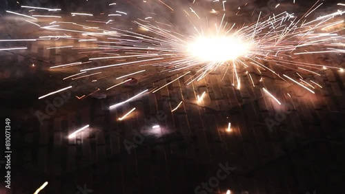 Close up footage of  a fast rolling fire cracker