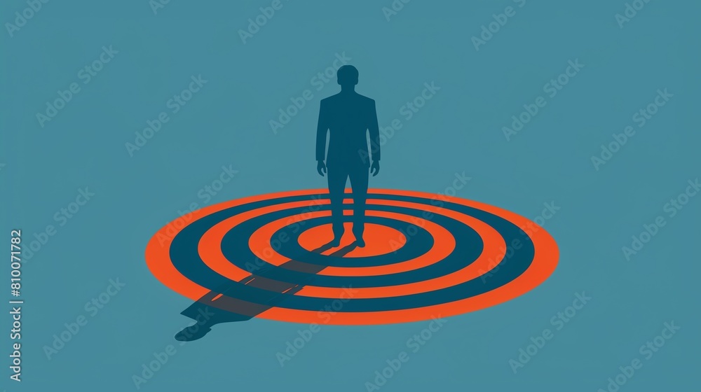 An icon where the human figure is surrounded by concentric circles, representing the concept of targeting in marketing and reaching the right audience An icon where the human figure is surrounded by concentric circles, representing the concept of targeting in marketing and reaching the right audience