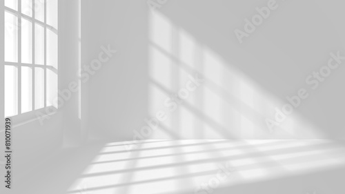 Light and shadow from window, overlay effect of shadows isolated on transparent background, shadow of a natural lighting in the interior through a window on the right