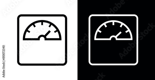 Floor (bathroom) scale icon. Symbol of weight or diet, training or losing weight. Attribute of a sport or medical institution.