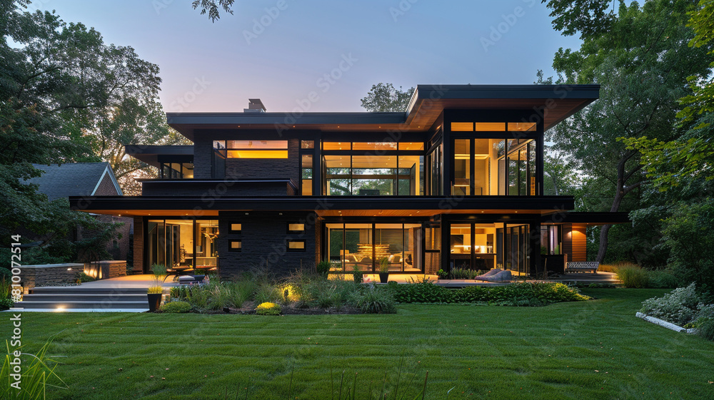 Unique modern house design with large glass windows and open floor plan. Unique modern house design with large glass windows and open floor plan.