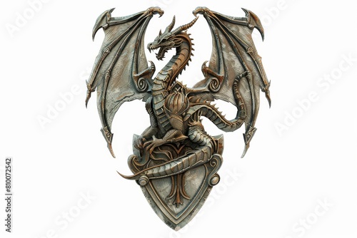 Dragon guardian emblem on a soft transparent white backdrop  perfect for medieval-themed compositions