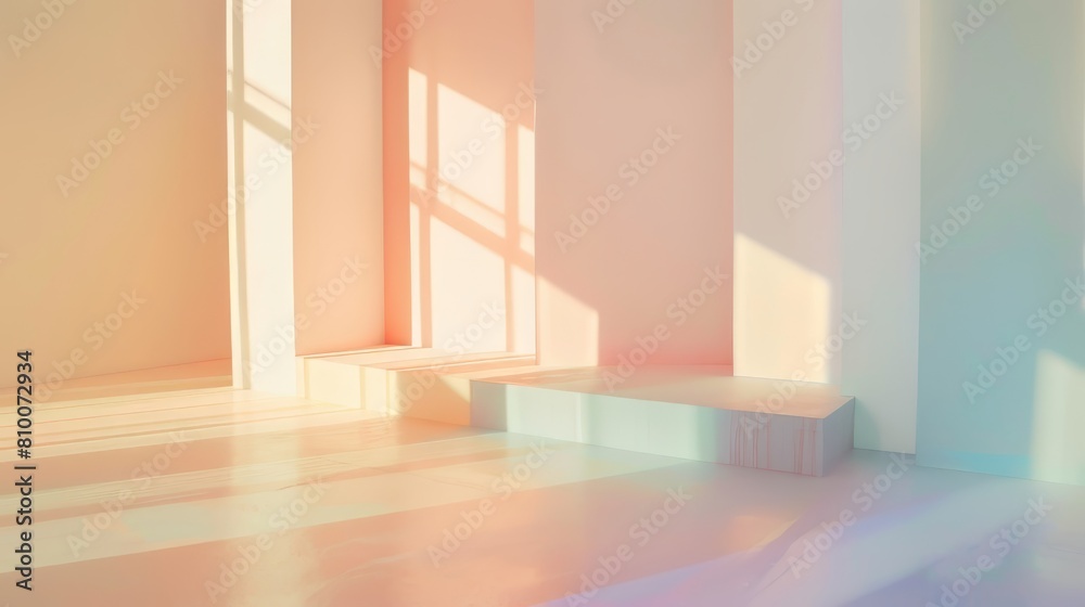 Obraz premium Dreamy pastel shades casting a gentle glow against a white backdrop