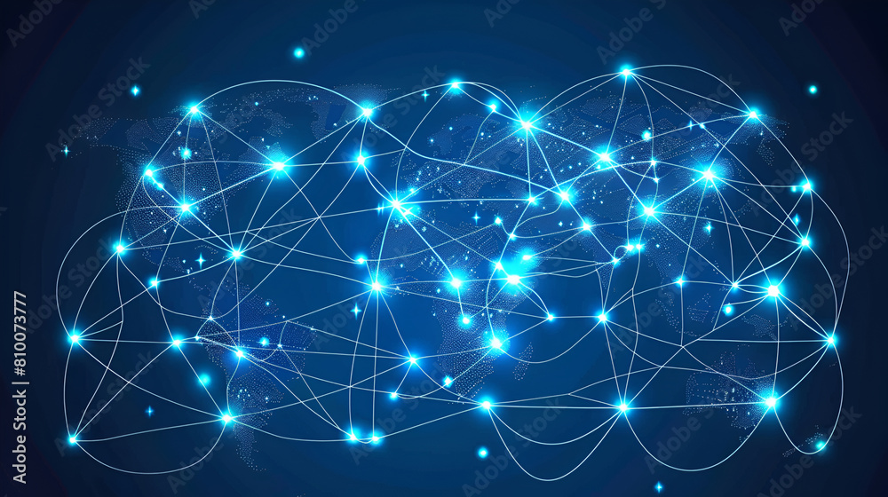 Global network connection covering the earth with lines of innovative perception ,Global network connection ,3D network connections with plexus design background